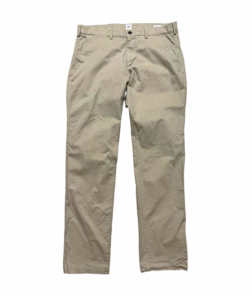 GAP Men's Beige Straight Fit Chino Pants 36W Cotton Spandex Stretch